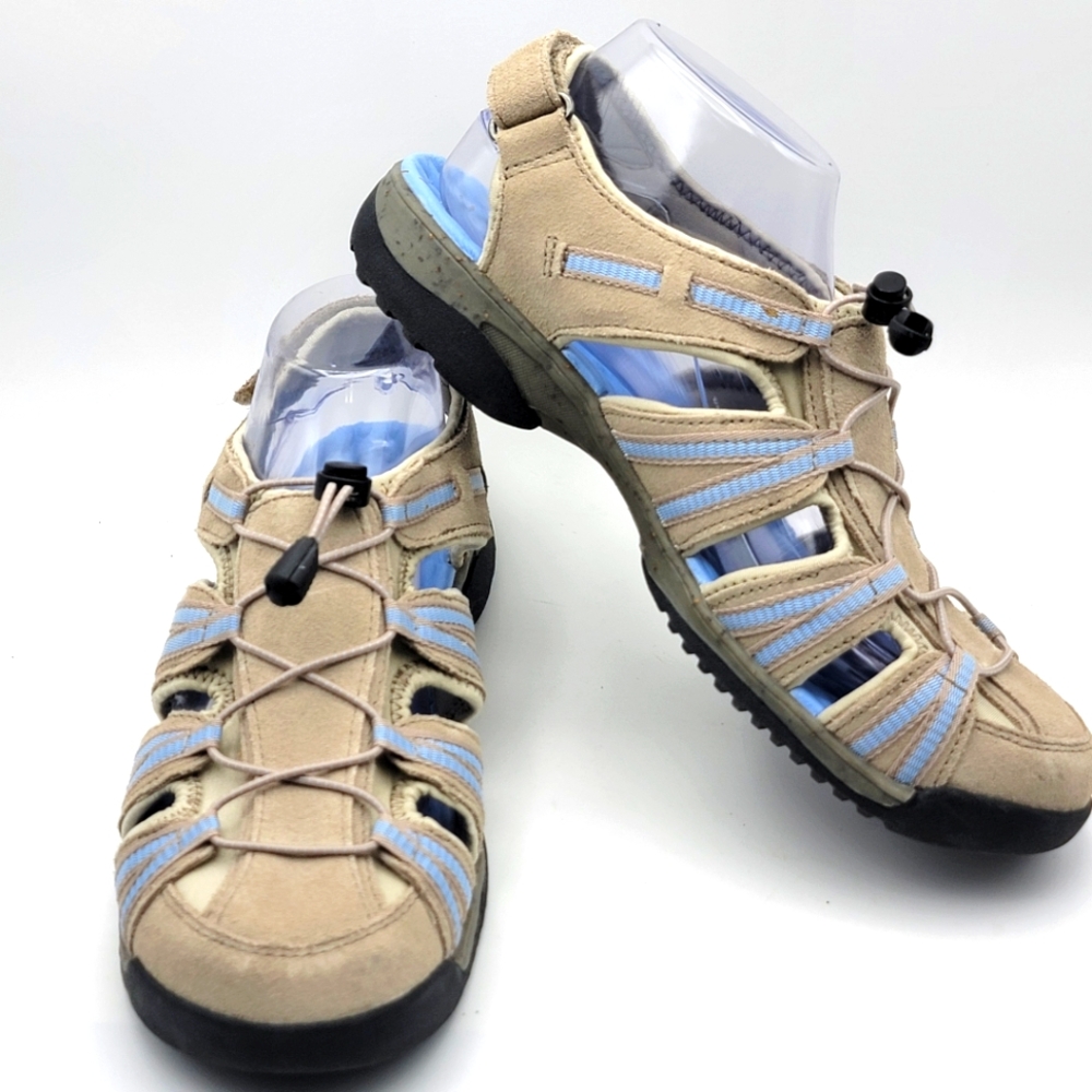 Clarks Tan and Blue Outdoor Sandals SIZE‎ 9.5. #1515